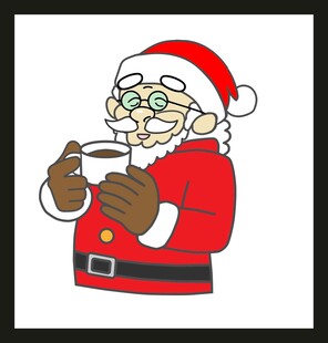 圣诞老人惬意喝咖啡