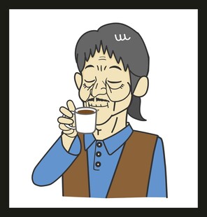 老人惬意吃面包