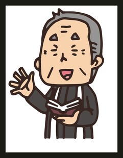卡通形象的老者手持书籍