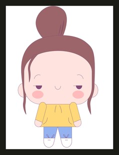 扎丸子头的可爱卡通女孩