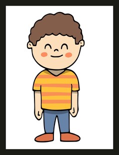 穿条纹衣的小男孩