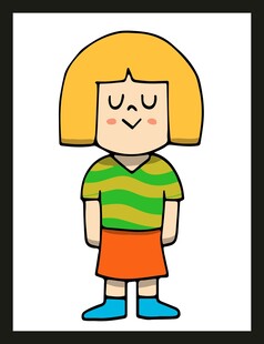 卡通短发女孩休闲装扮