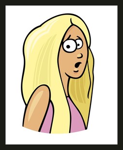 金发惊讶表情的卡通女孩