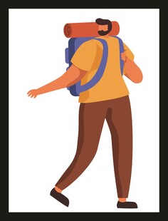 背着行囊的徒步旅行者