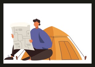 露营者惬意阅读新闻