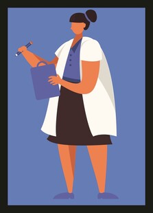 女医生手持文件与工具