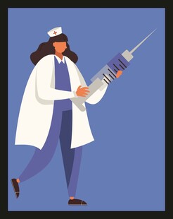 手持注射器的医护人员