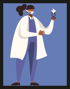 女科学家手持试管做实验