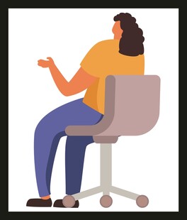 坐着的女性手势动作示意