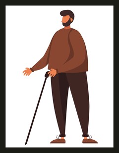 拄拐男子站立姿态图