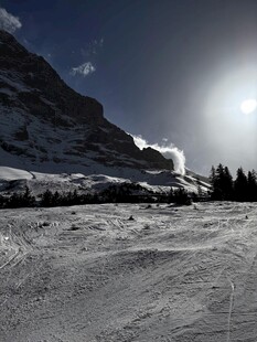 雪山下的开阔雪地景观
