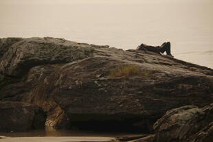 岩石上的孤独身影