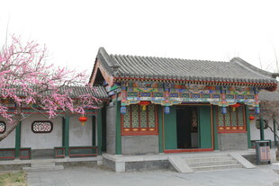 古雅中式建筑旁繁花绽放