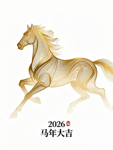 2024龙年金色奔腾骏马图