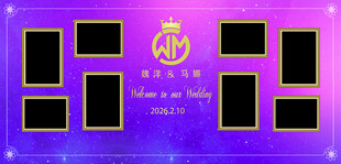 紫色背景多框摄影展示板