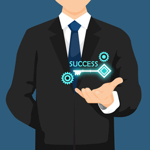 商务人士展示成功符号