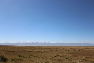 广袤草原与远处雪山景观