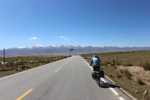公路骑行者 旷野好风光