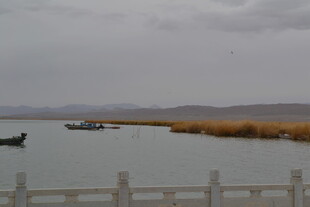 湖畔船只与围栏景致