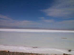 广阔盐湖与蓝天美景