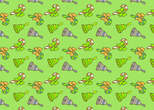 绿色卡通图案无缝背景图