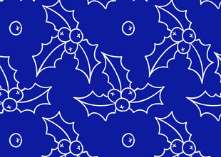 蓝色圣诞冬青叶图案背景