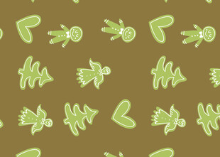 绿色卡通图案无缝背景图