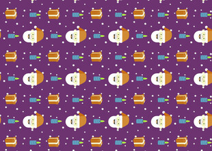 紫色背景南瓜图案无缝纹理