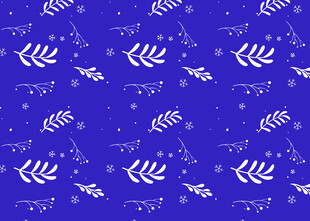 蓝色底白色植物图案纹理