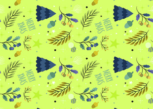 清新绿植几何图案背景