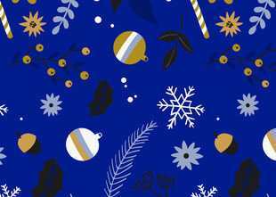 蓝色圣诞主题图案设计
