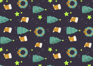 圣诞元素无缝图案背景