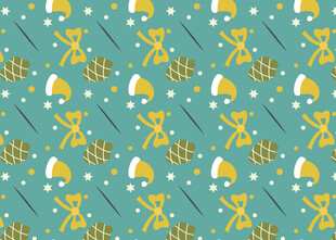 蓝底黄图案的清新装饰图