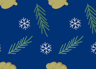 蓝色圣诞雪花松枝图案