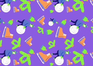 紫色校园元素无缝图案