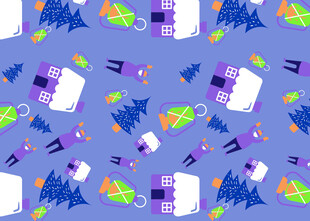 圣诞元素无缝图案背景