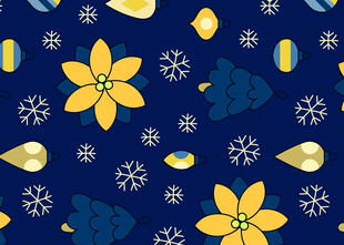 蓝色背景的花卉图案设计