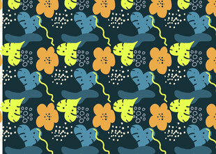 热带花卉藤蔓图案设计