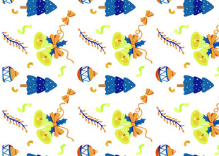 海洋生物图案的多彩背景