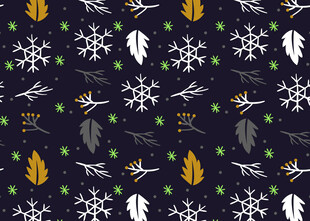 深色底动植物图案无缝背景