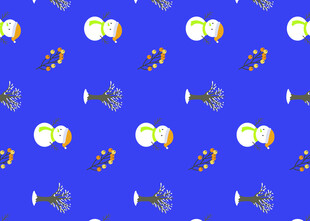 蓝色背景卡通图案无缝纹理