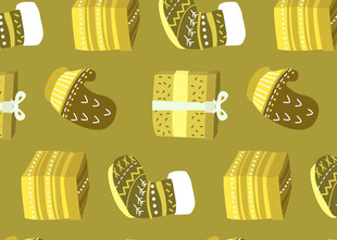 金色礼物与蛋糕图案背景