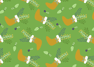 绿色背景的卡通袜子图案