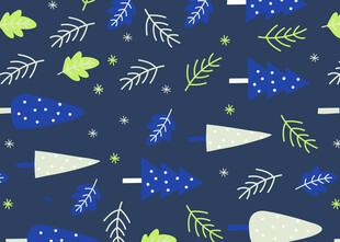 深蓝底叶形图案无缝背景