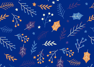 蓝色背景的圣诞元素图案