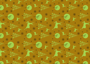 橙色底绿色图案卡通背景