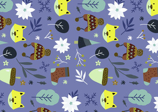 可爱动物花卉图案背景