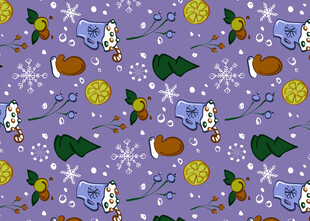 紫色圣诞主题无缝图案