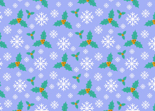 紫色雪花冬青叶图案背景