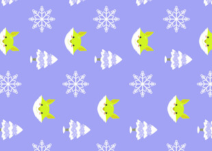 紫色圣诞雪花鱼图案背景